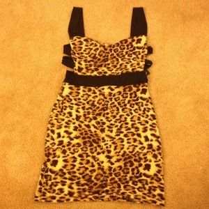 Strappy cheetah print body con dress
