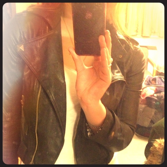 Faux black leather jacket