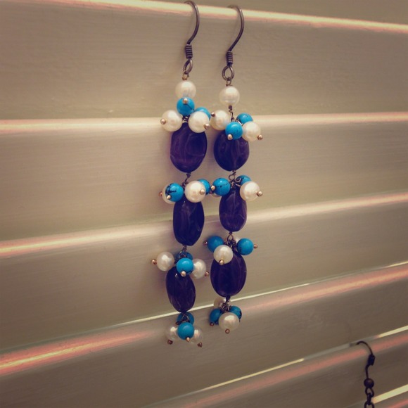 Purple and blue earrings from India