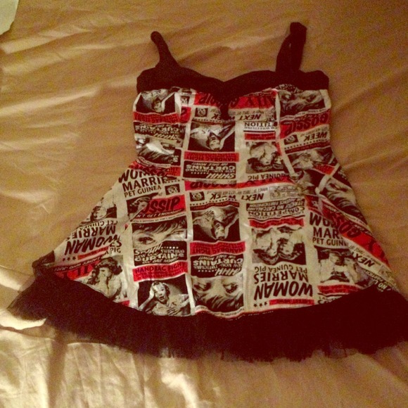 Vintage newspaper dress. Size Large.
