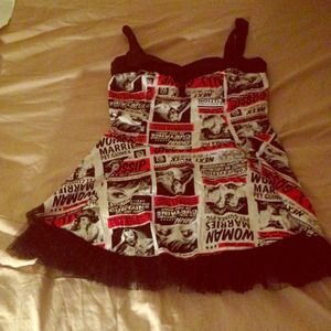 Vintage newspaper dress. Size Large.