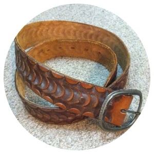 Vintage tooled leather belt from the 1970's