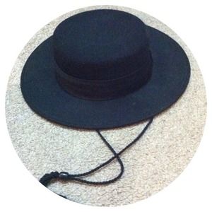 Vintage Zorro flat brim black hat