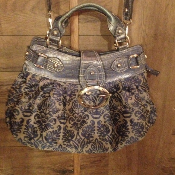 Blue and silver guess purse