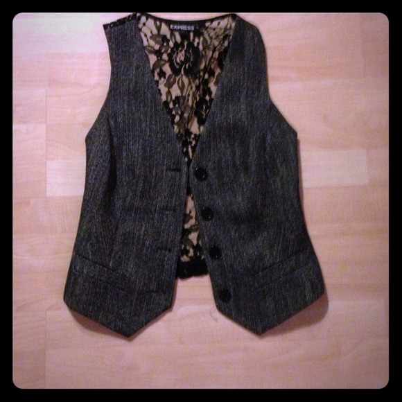 Tweed vest with lace back