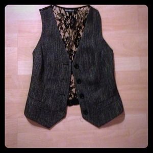 Tweed vest with lace back