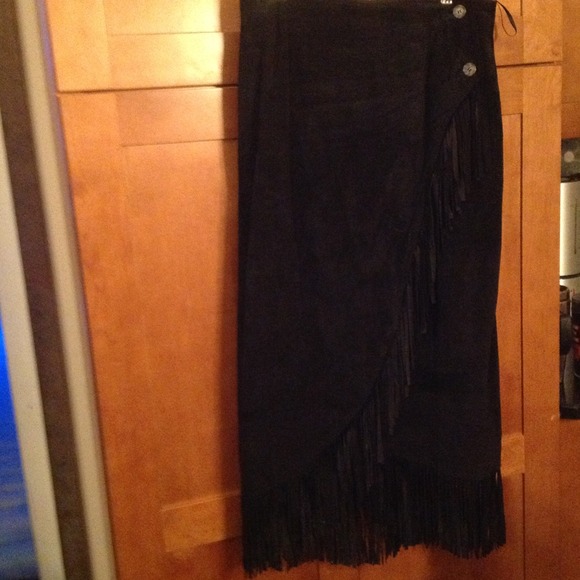 100 percent Suede leather wrap around lined skirt