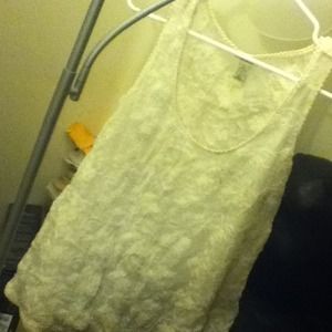 Lucky Brand lace embroidered off-white tank