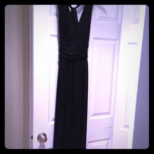 Floor length satin evening gown