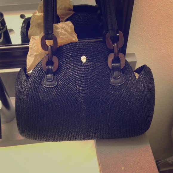 Helen kaminski 'Messina' purse wood/raffia/leather