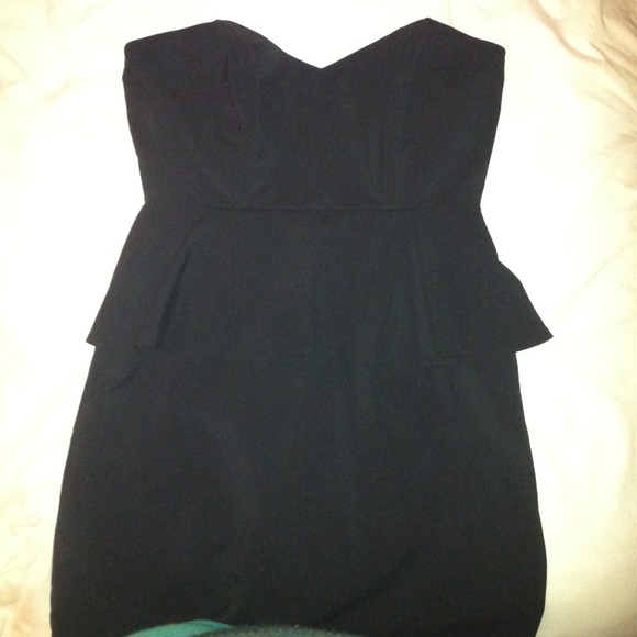Strapless peplum cocktail dress