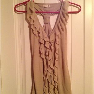 Tan ruffle shirt