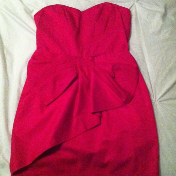 Hot pink strapless dress