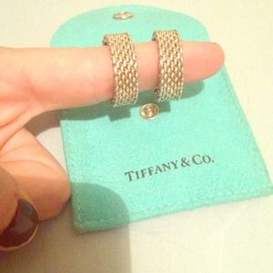 Tiffany & Co Wide Somerset Mesh Earrings RARE