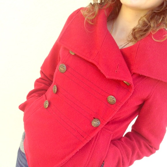 Mossimo Jackets & Blazers - Red Military Inspired Pea Coat