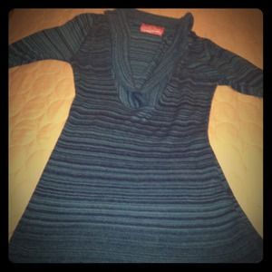 Blue Striped Tunic Sweater 3/4 sleeve