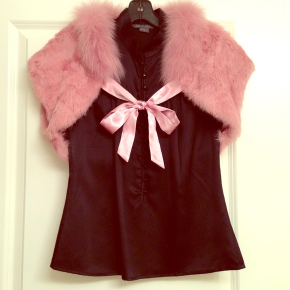 Dusty rose real fur shrug - New