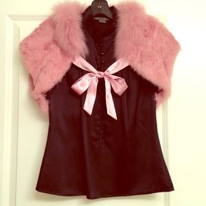 Dusty rose real fur shrug - New
