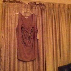 Taupe colored beaded tank; Sz: 1x; NWT