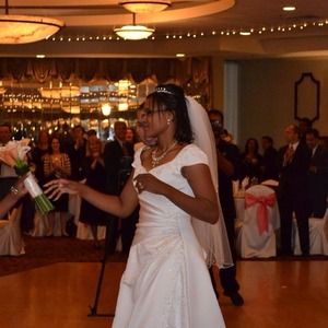 Ivory Wedding Dress with back tie up, med train.