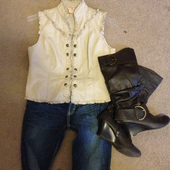 Tan denim vest
