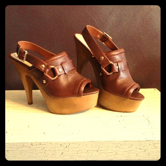SOLD Brown Platform Mule Sandals