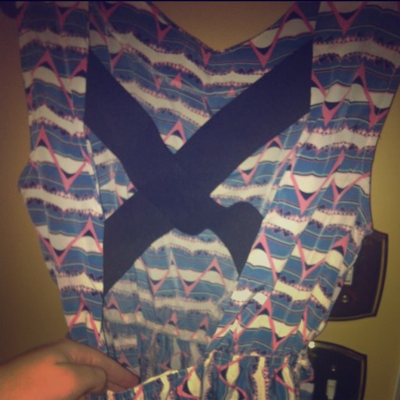 SOLD!!!Geometric print mini dress with back appeal