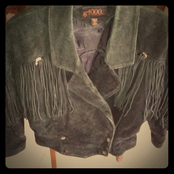 Black suede fringe jacket