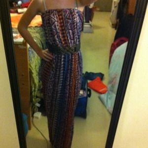 RESERVED-Tribal Strapless Maxi Dress