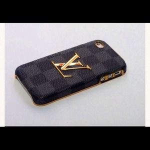 Black leather LV IPHONE 4  4S case