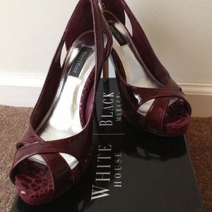 Plum colored peek a boo platforms
