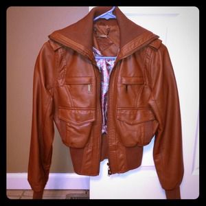 Camel colored leather jacket by joujou
