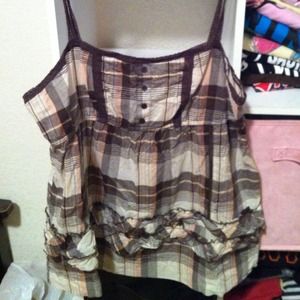 Mossimo Plaid Ruffled Tank (L)