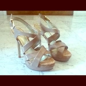 !Trade! Strappy nude heels + zipper flats