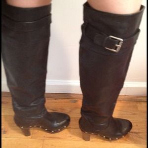 Michael Kors knee High black leather boots