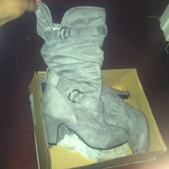 Grey suede boots