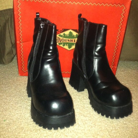 Black Leather Combat Boot style