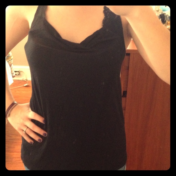 Express black lace detailed top