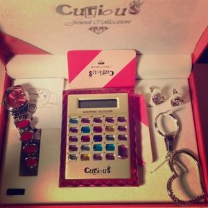 Watch, calculator,keychain and matching earrings