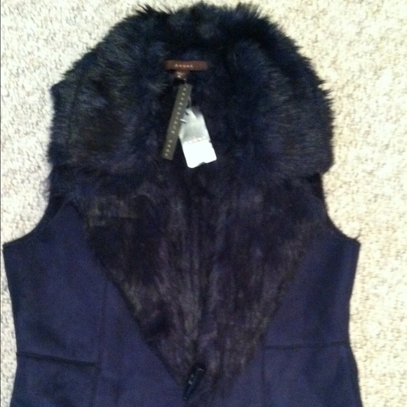 New! reversible suede faux fir vest