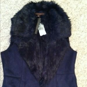 New! reversible suede faux fir vest