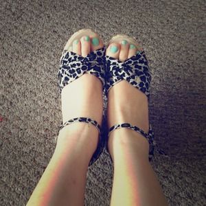 leopard print platform wedge sandal