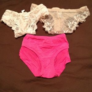 Two laze thongs and one pink panty