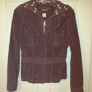 Corduroy jacket w/ attached hoodie