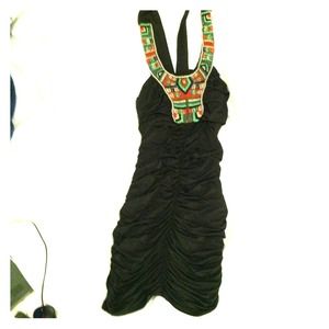 Tribal Beaded Ruched Dress