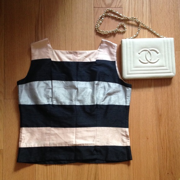 🍃💕 Happy Stripes...💖 Raw Silk nautical top - Picture 1 of 4