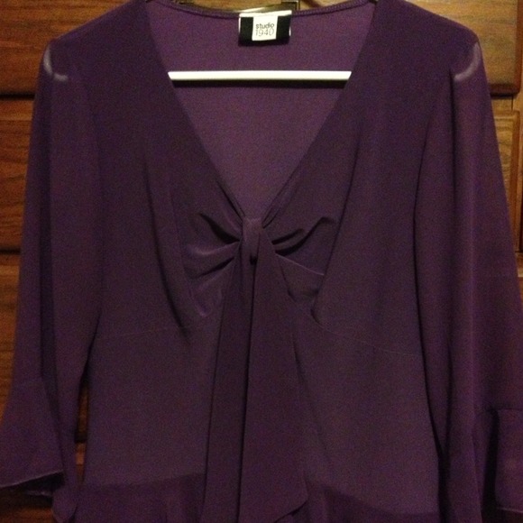 🌀Sold🌀Purple, sheer sleeves, dressy top