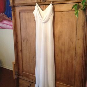 Long white georgette evening gown