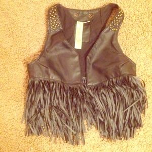 Black fringe/stud vest