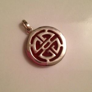 Beautiful Red Jade and Sterling Silver Pendant